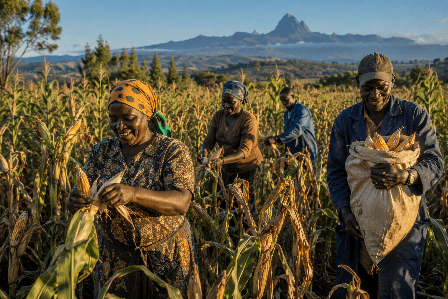 Farmers harvesting produce